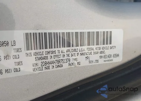 2008 Dodge Grand Caravan Se from USA, damaged, VIN 2D8HN44H78R751370